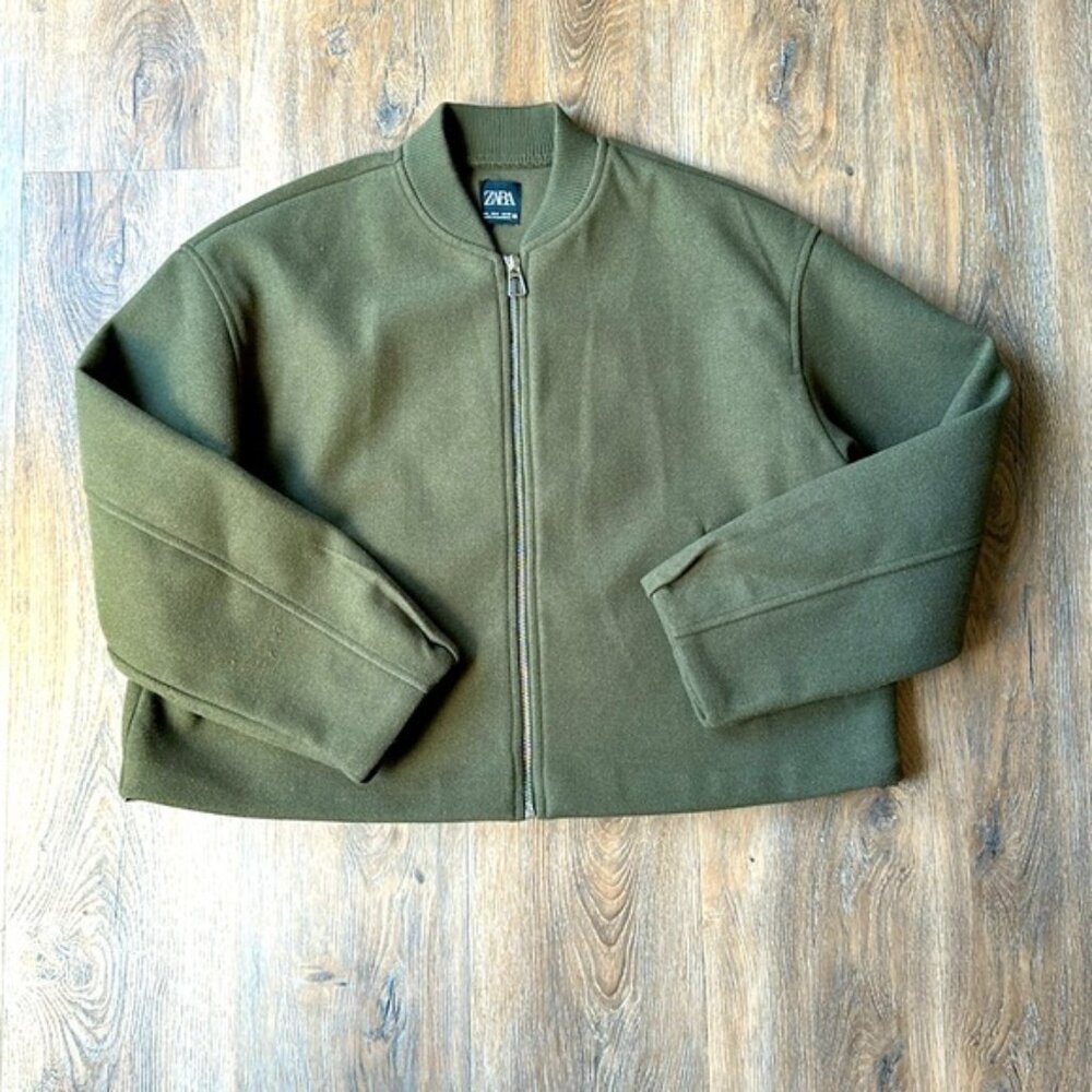 Zara Green Bomber S NWOT
